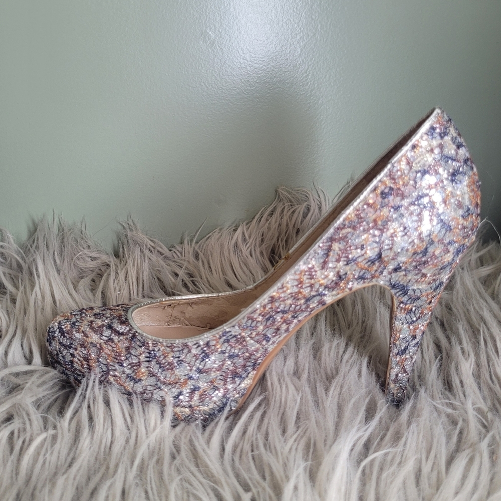 Nine West Sparkly Wedding Stilettos Heels Evening Gown Gala Holiday Shoes - Picture 7 of 10